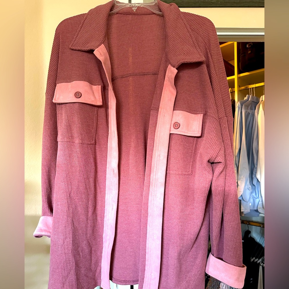 Boutique purchases mauve and pink shacket
